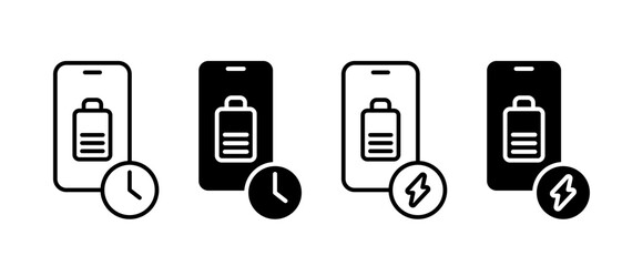 Charging smartphone icon set. Phone charge, battery, powerbank, energy, electricity symbol. Vector Illustration © Evgeny