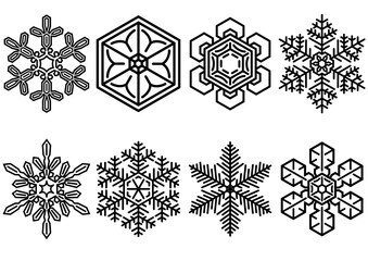 シンプルでグラフィカルな雪の結晶セット