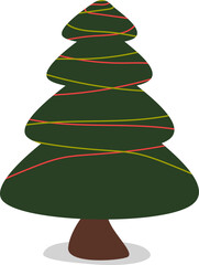 Decorative Christmas tree isolated on white background. Vector