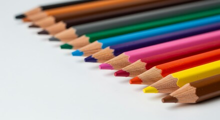 Colorful pencils arranged in a row