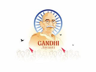 Gandhi Jayenti vector art illustration