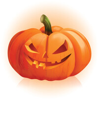 Glowing Jack O Lantern Pumpkin with Carved Face for Halloween Decoration