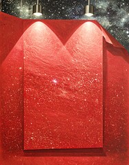Red textured panel with starlight backdrop