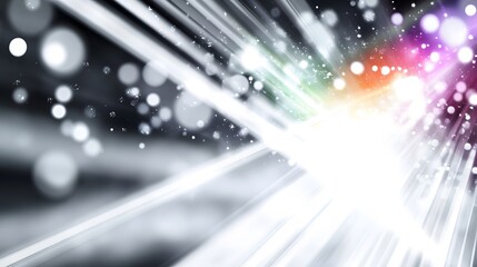 Abstract Bright Light Rays Background with Bokeh and Sparkle Effects