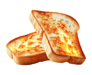 Two slices of toasted bread with butter and a golden-brown crust
