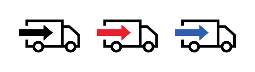 Delivery Truck Icon with Arrow, Shipping and Logistics Outline Vector for Web, App, UI