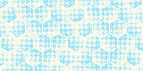 Vector light blue geometric halftone seamless pattern. Retro pointillism vector seamless background. Vector bright dotted texture. Vector continuous abstract retro pattern