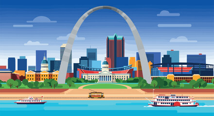 St. Louis Vector Travel Poster, Cinematic Minimal Landscape Art