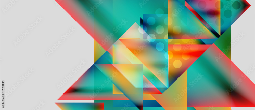 Aufkleber abstract geometric composition. vibrant colors blend, creating dynamic shapes. overlapping triangles