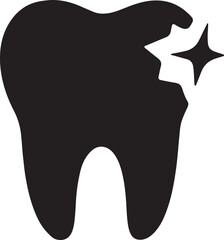 Silhouette of a chipped tooth symbol, perfect for dentistry, dental issues, and oral care designs.