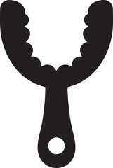 Silhouette of a dental impression tray icon, ideal for dentistry, molds, and oral care designs.