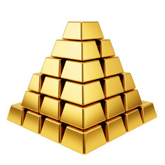 Isolate piles of gold bars are a powerful symbol of financial success and investment. This image reflects stability and wealth in business.