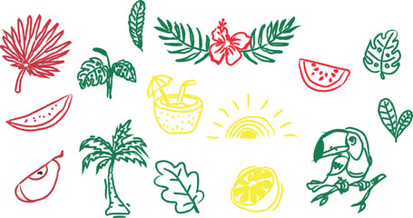 Tropical Summer Vacation Beach Party Tropical Elements Collection