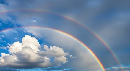 Double rainbow sky clouds
