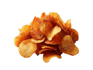 A delicious pile of crispy seasoned potato chips, Isolated On White Background, Png Transparent