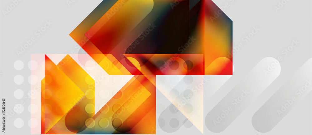 Aufkleber abstract geometric composition. overlapping shapes, warm colors, gradients create dynamic visual eff