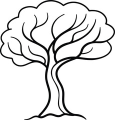 Stylized single line drawing of a tree with wavy branches and trunk nature vector illustration EPS file download.