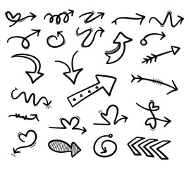 Hand drawn doodle arrow set