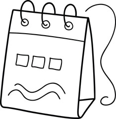 Minimalist continuous line drawing of a desk calendar with squares and waves table spiral vector illustration EPS file download.