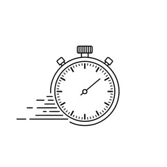Vector illustration of vintage stopwatch with motion lines