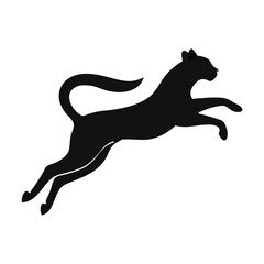 Black silhouette of a cat leaping mid air with white background jumping vector illustration EPS file download.