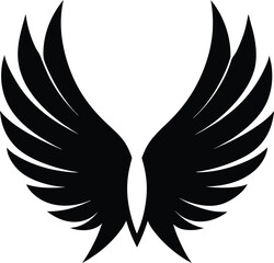 Obraz premium Stylized black angel wings graphic on white background vector
