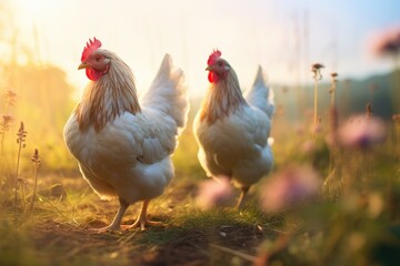 Fototapeta premium Chicken on the meadow