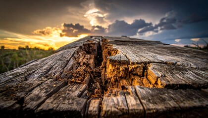 Aged wood planks at sunset