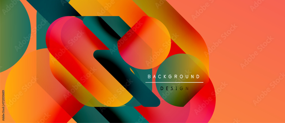 Aufkleber abstract colorful shapes overlap, creating dynamic composition. gradient hues blend, forming modern 