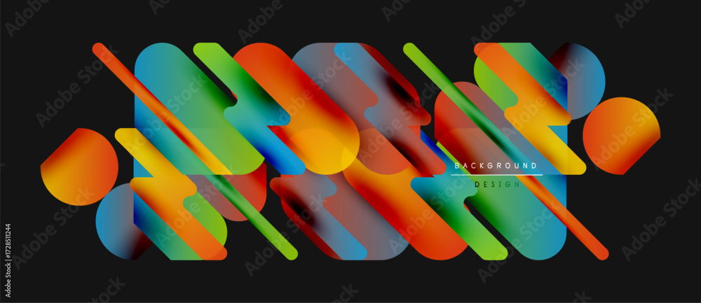 Aufkleber abstract geometric shapes overlap, creating vibrant colorful design. gradient hues blend, forming mo