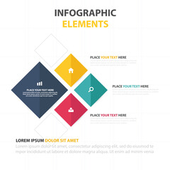 Colorful infographic elements with icons and text boxes for presenting information