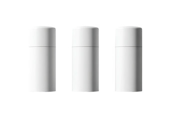 Three white cylindrical containers