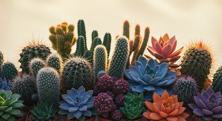 Colorful succulents and cacti collection