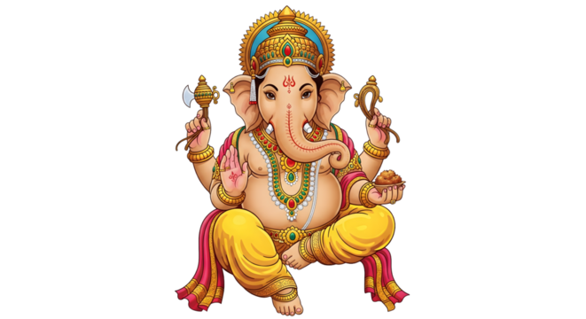 Lord Ganesha idol PNG remover of obstacles festive deity
