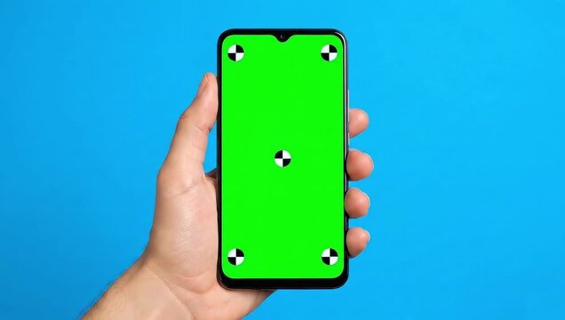 Phone With Green Screen Hold by Hand 4K stock video