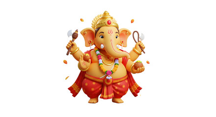 Fototapeta premium Ganesha sticker PNG with vibrant colors and expressive design, showcasing authentic spiritual symbolism and confident artistic style. Ideal for festival décor, digital stickers, and cultural proj