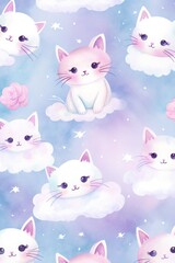 Children's pattern with clouds