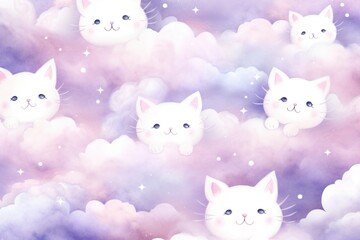 Children's pattern with clouds