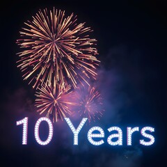 Night Fireworks with Blue Diamond '10 Years' Illumination
