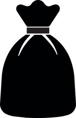 Simple black silhouette of a tied drawstring bag