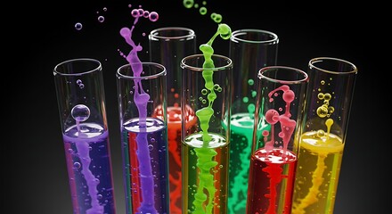 Colorful test tubes with splashes