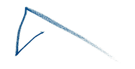 Hand drawn blue pencil lines, circles, stripes and squiggly lines on transparent background.