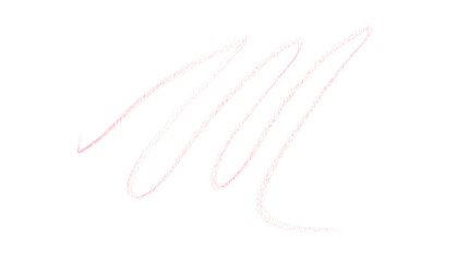 Hand drawn pink pencil lines, circles, stripes and squiggly lines on transparent background.