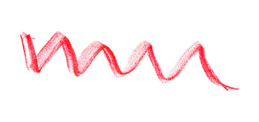 Hand drawn red pencil lines, circles, stripes and squiggly lines on transparent background.
