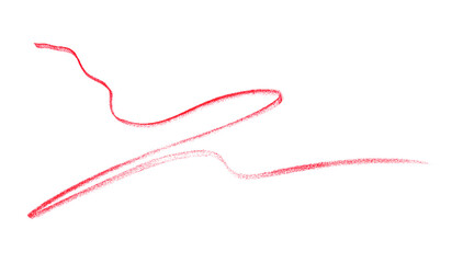 Hand drawn red pencil lines, circles, stripes and squiggly lines on transparent background.