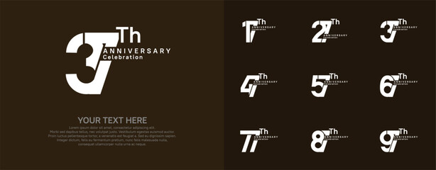 Anniversary logo set vector design, white color for celebration event