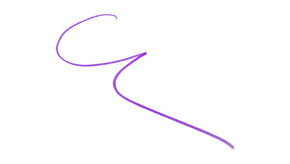 Hand drawn purple pencil lines, circles, stripes and squiggly lines on transparent background.
