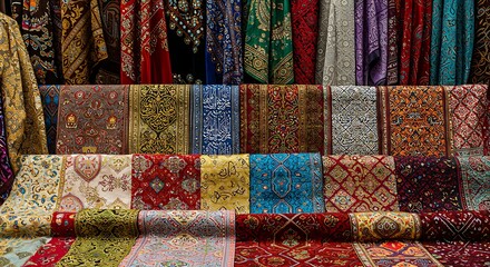 Colorful textiles display