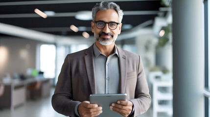 businessman using tablet computer