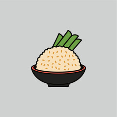 Japanese rice bowl icon logo flat vector design